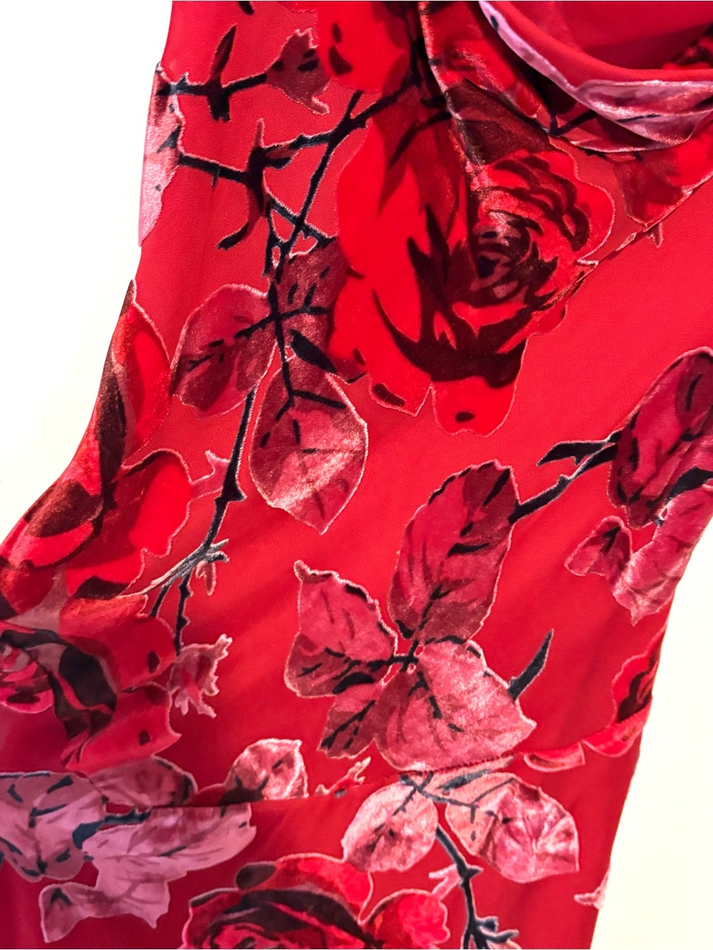 Vintage 90s y2k Betsey Johnson red velvet burnout rose lace dress - Picture 7 of 8